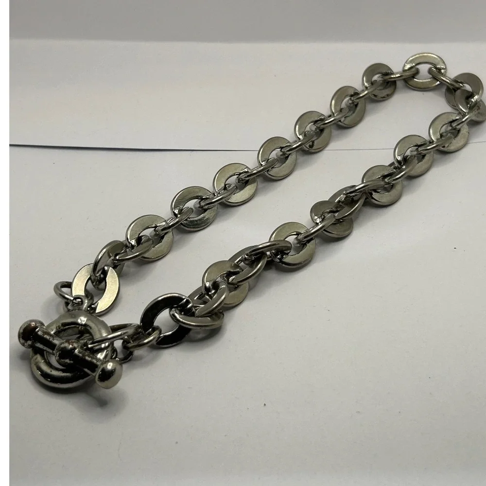 Men's Chunky Chain‎ Necklace Silver Tone Toggle Clasp Statement Industrial 17